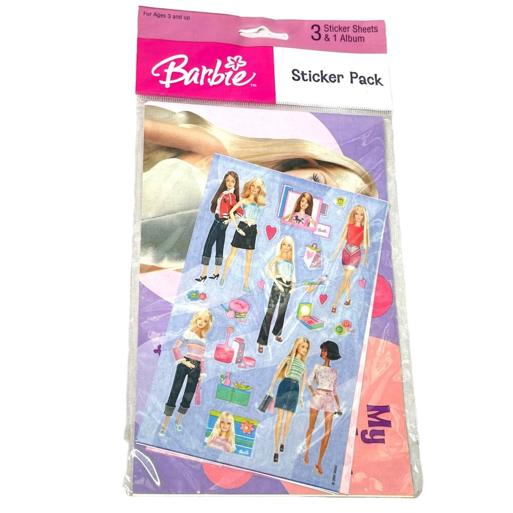 Vintage Sandylion Barbie Sticker Sheets (3) and Sticker Album 2004 SEALED